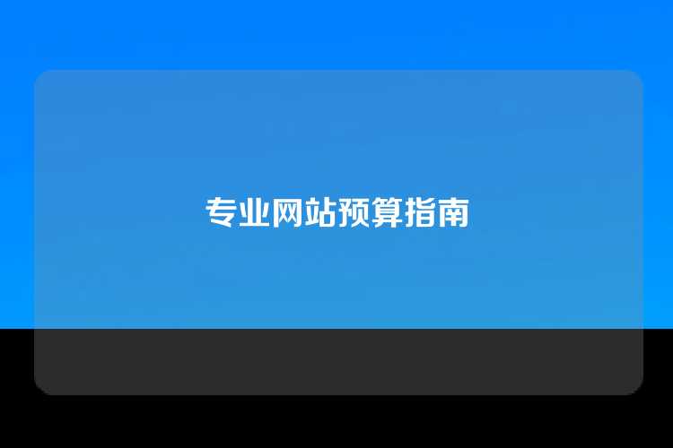 专业网站预算指南