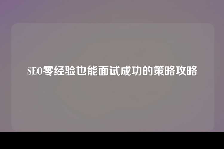 SEO零经验也能面试成功的策略攻略