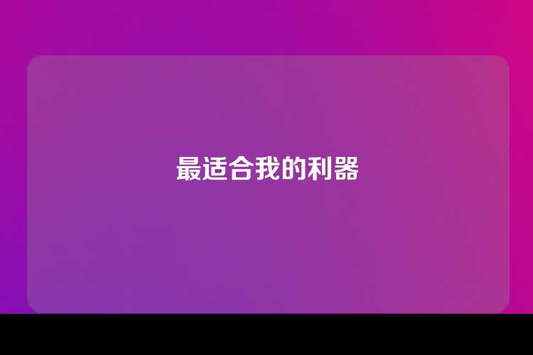最适合我的利器