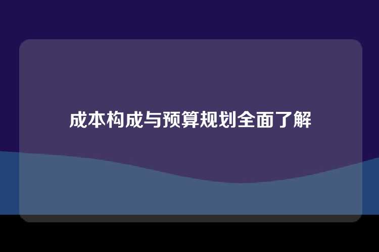 成本构成与预算规划全面了解