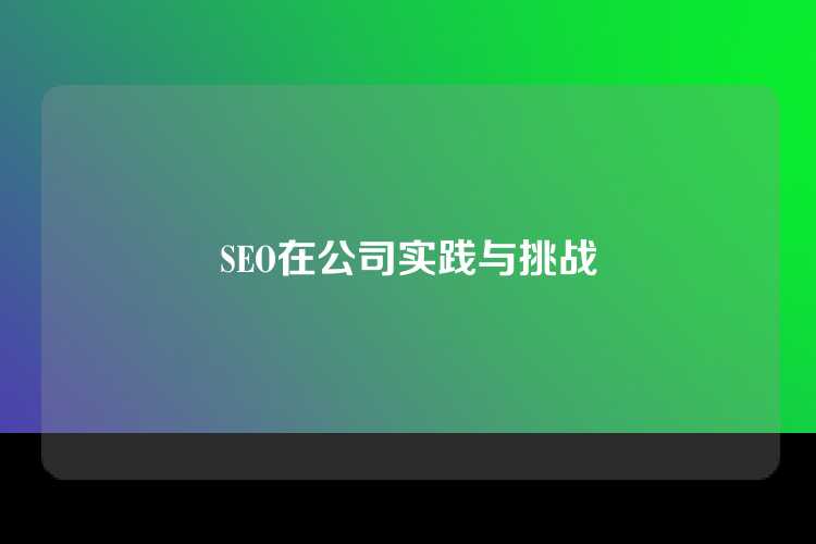 SEO在公司实践与挑战