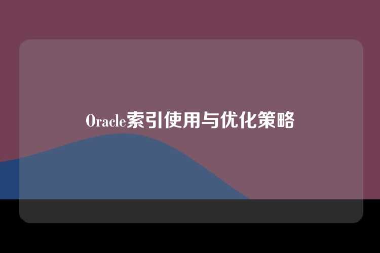 Oracle索引使用与优化策略