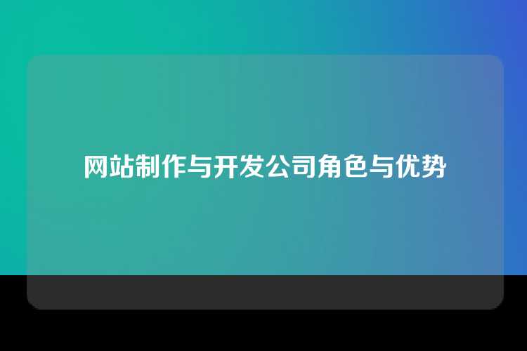 网站制作与开发公司角色与优势