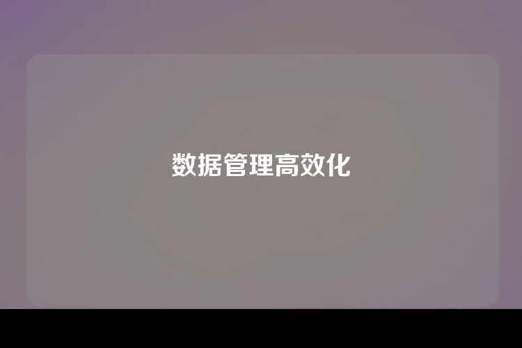 数据管理高效化