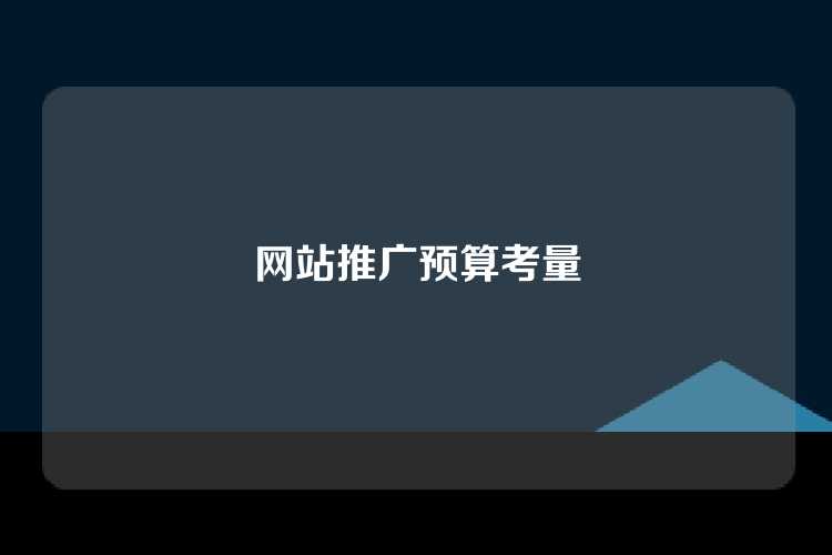网站推广预算考量