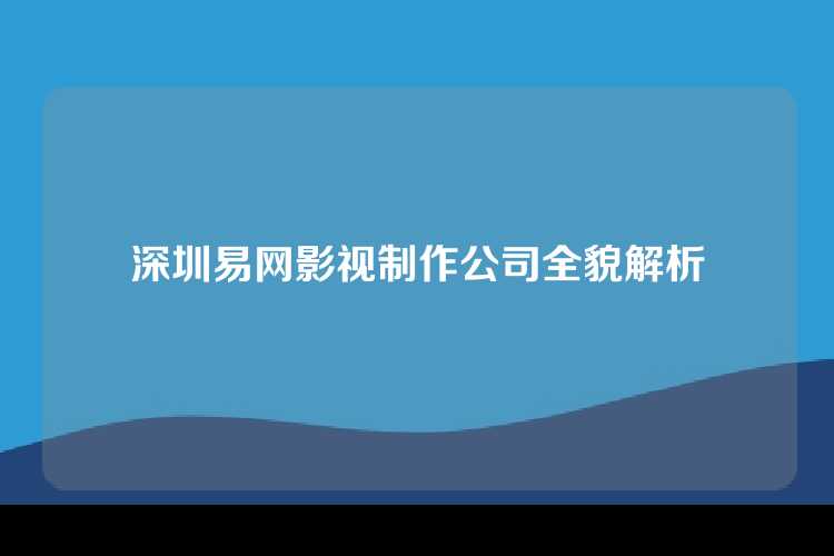 深圳易网影视制作公司全貌解析