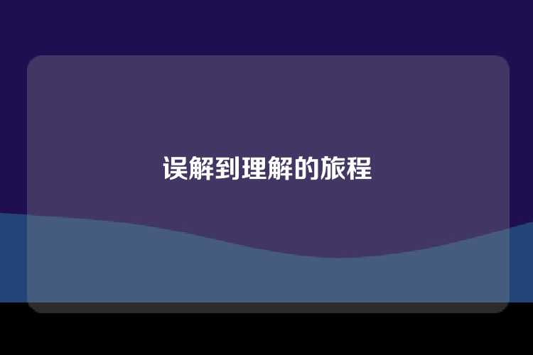 误解到理解的旅程