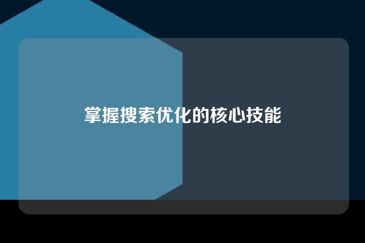 掌握搜索优化的核心技能