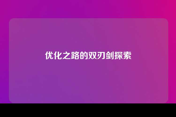 优化之路的双刃剑探索