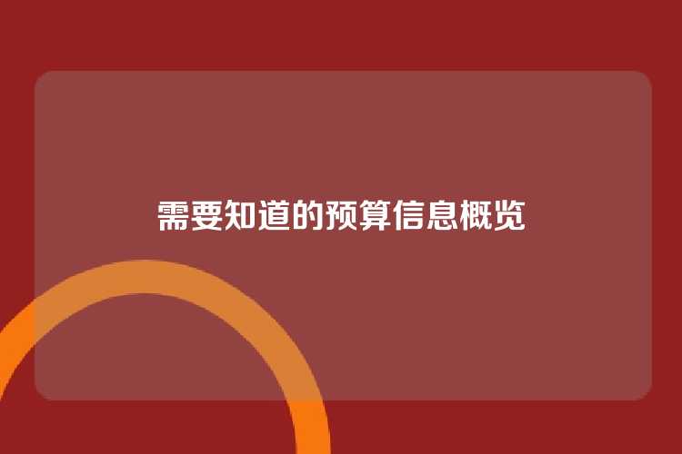 需要知道的预算信息概览