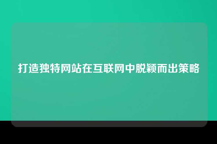 打造独特网站在互联网中脱颖而出策略