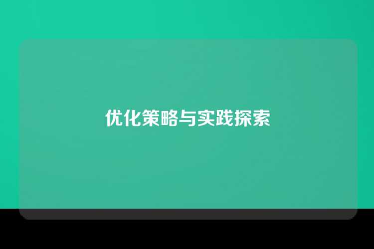 优化策略与实践探索