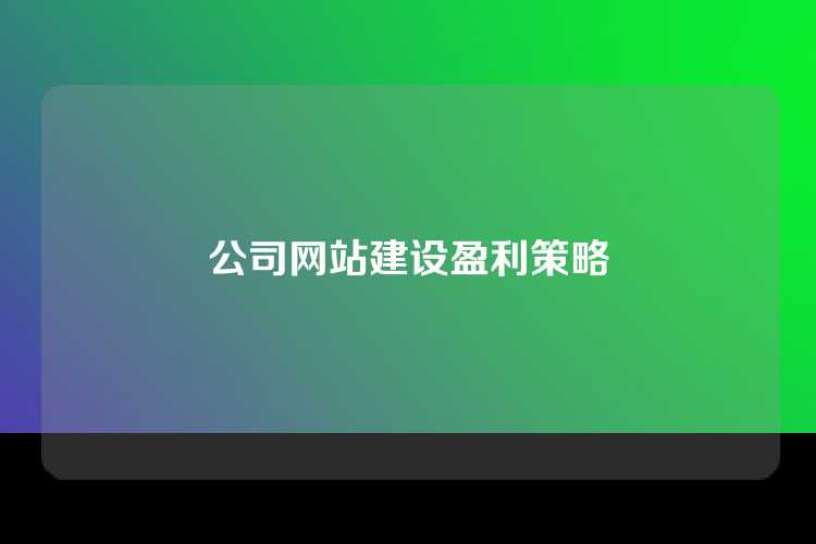 公司网站建设盈利策略