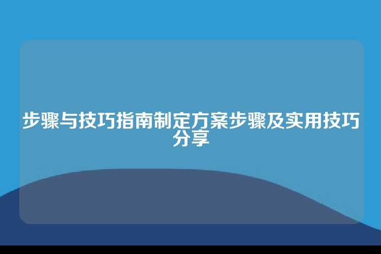步骤与技巧指南制定方案步骤及实用技巧分享