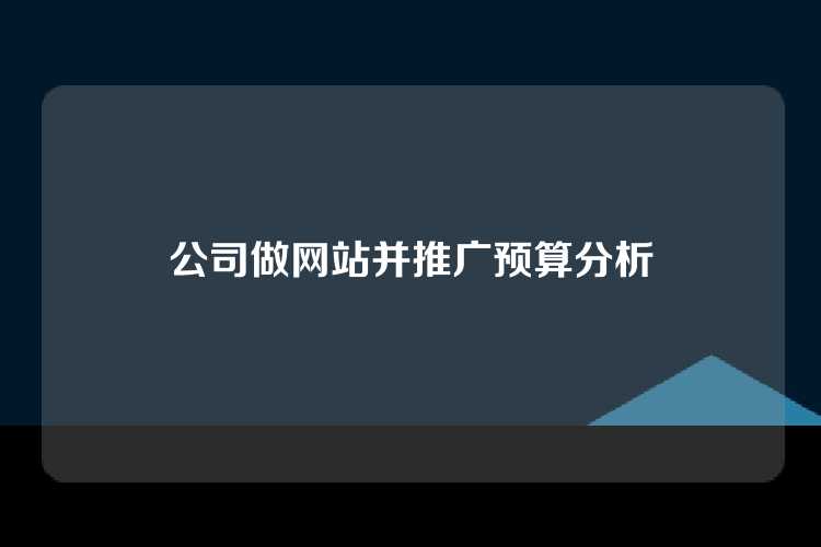 公司做网站并推广预算分析