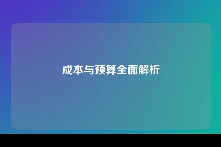 成本与预算全面解析