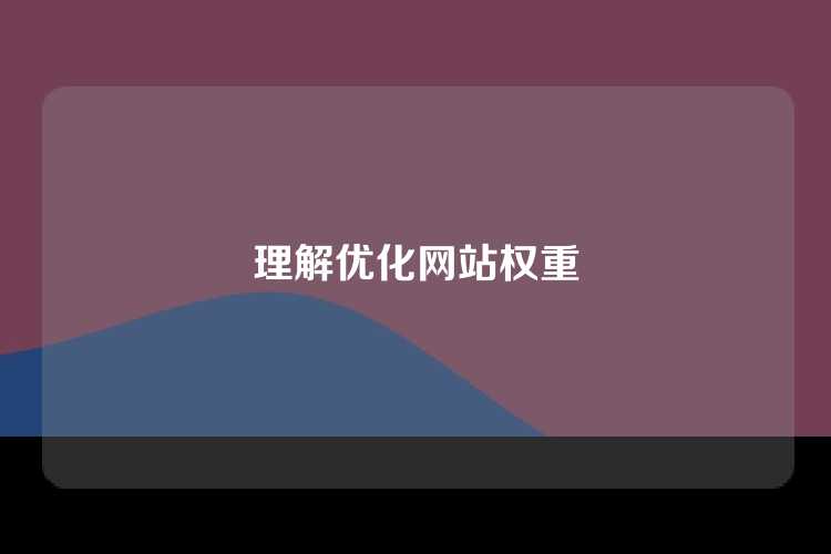 理解优化网站权重