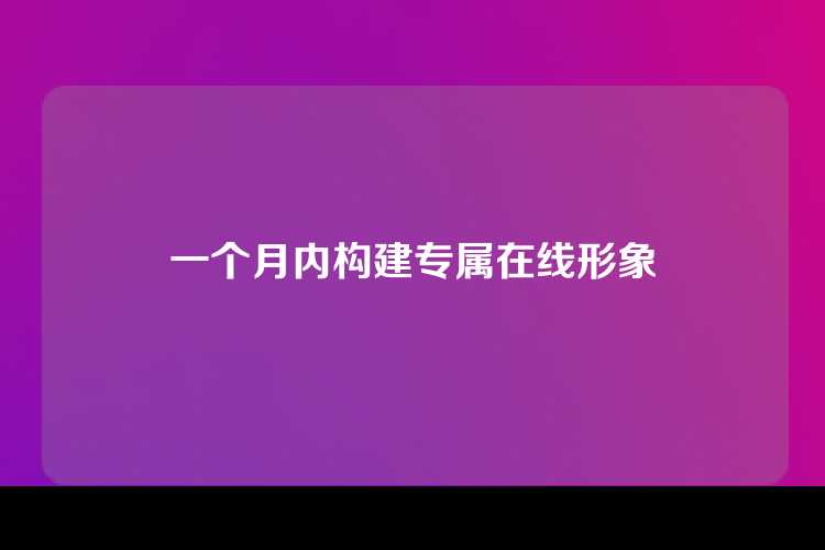一个月内构建专属在线形象