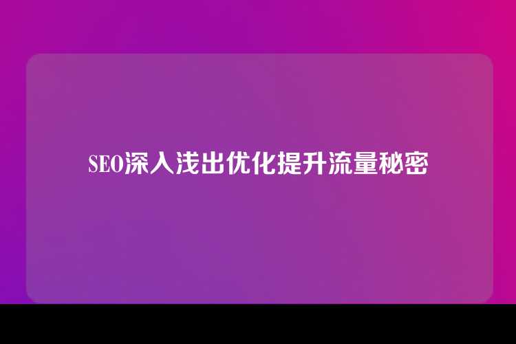 SEO深入浅出优化提升流量秘密