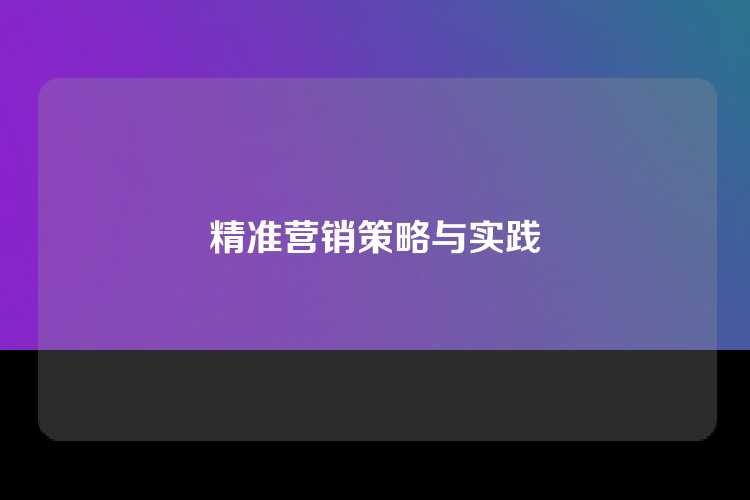 精准营销策略与实践