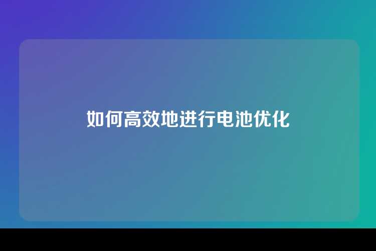 如何高效地进行电池优化