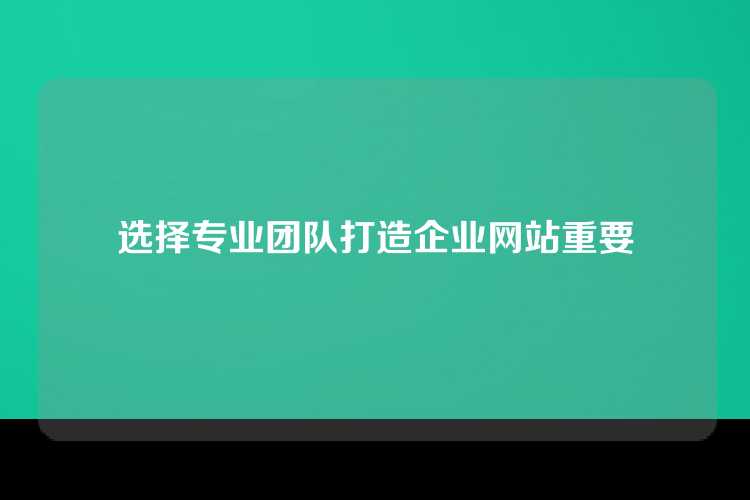 选择专业团队打造企业网站重要