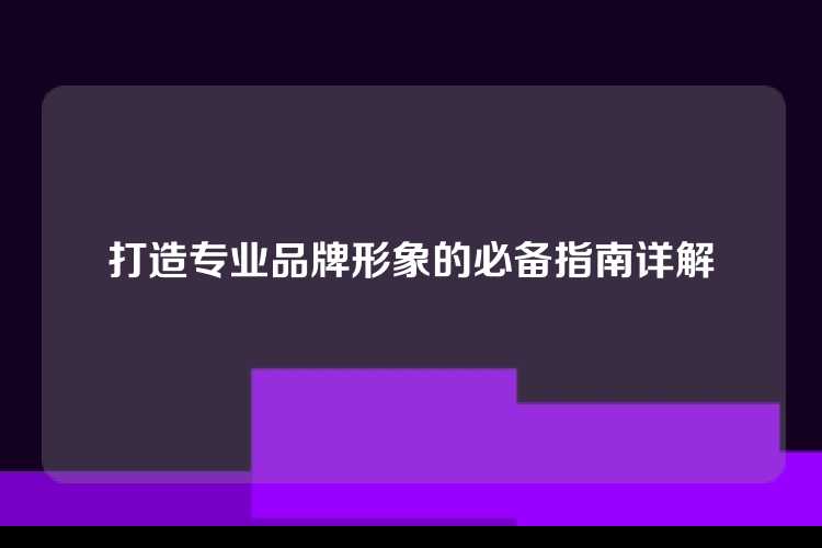 打造专业品牌形象的必备指南详解