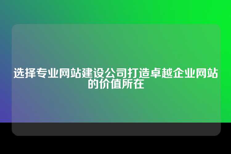 选择专业网站建设公司打造卓越企业网站的价值所在