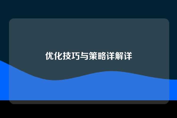 优化技巧与策略详解详
