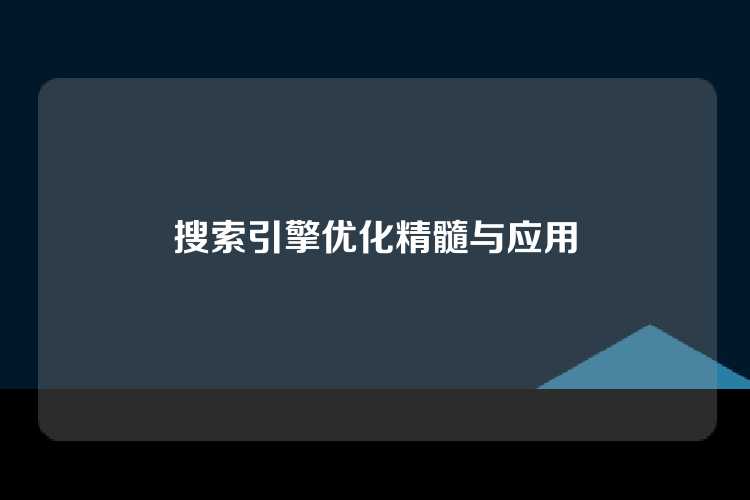 搜索引擎优化精髓与应用