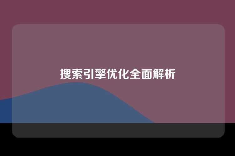 搜索引擎优化全面解析
