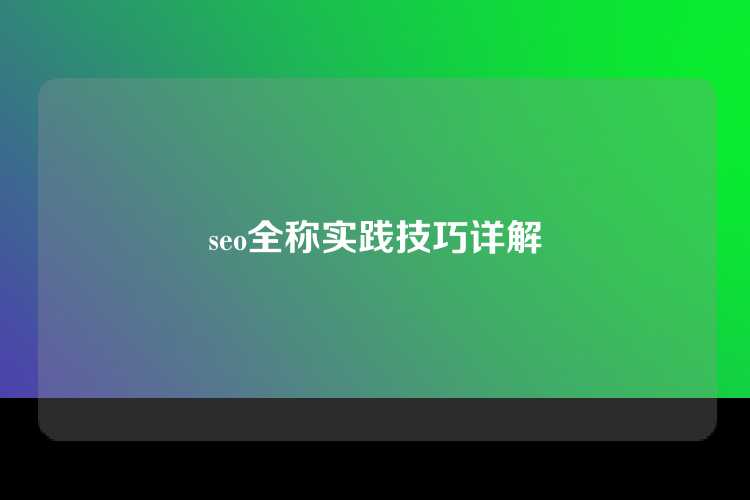 seo全称实践技巧详解