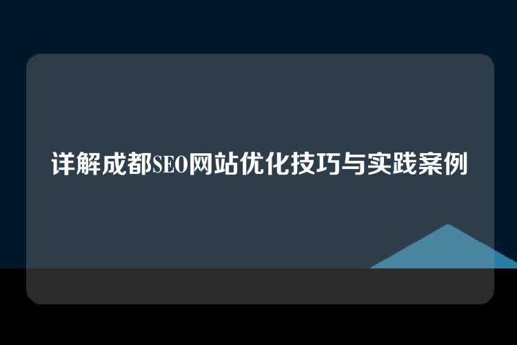 详解成都SEO网站优化技巧与实践案例