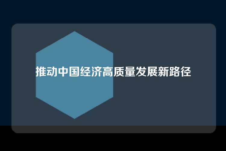 推动中国经济高质量发展新路径