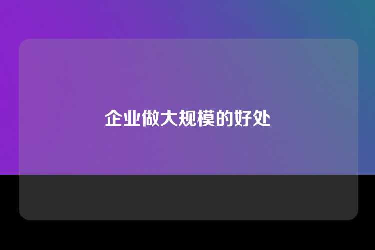 企业做大规模的好处