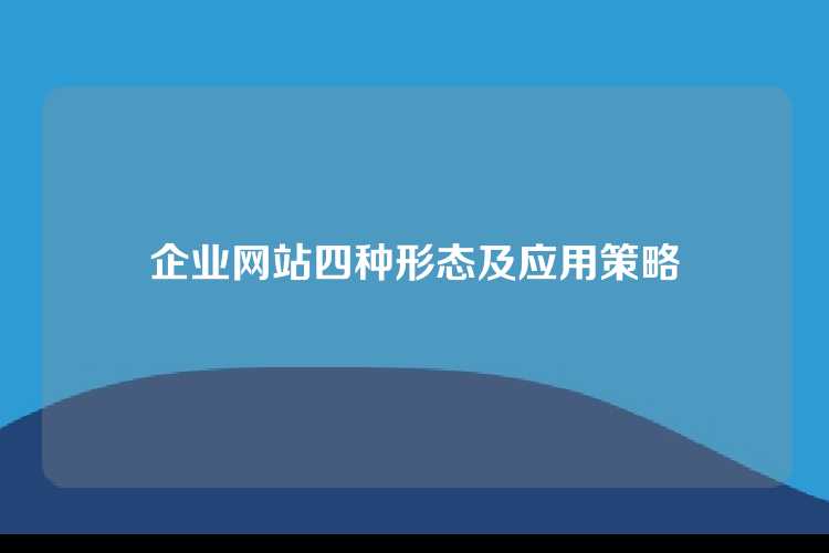 企业网站四种形态及应用策略