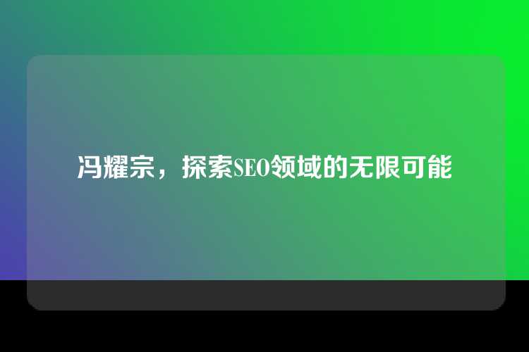 冯耀宗，探索SEO领域的无限可能
