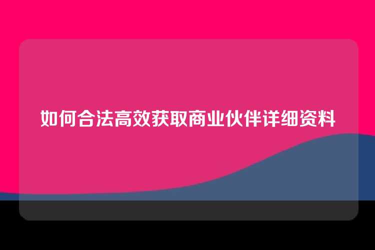 如何合法高效获取商业伙伴详细资料