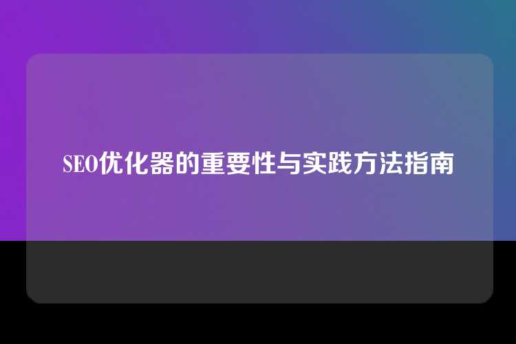 SEO优化器的重要性与实践方法指南