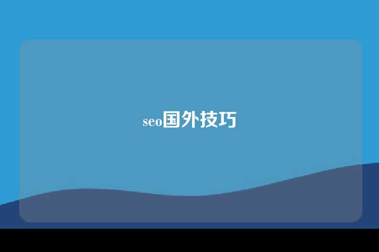 seo国外技巧