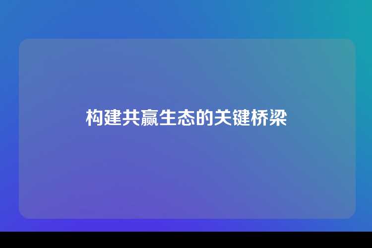 构建共赢生态的关键桥梁