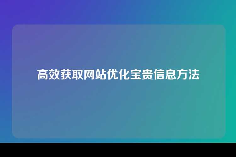 高效获取网站优化宝贵信息方法