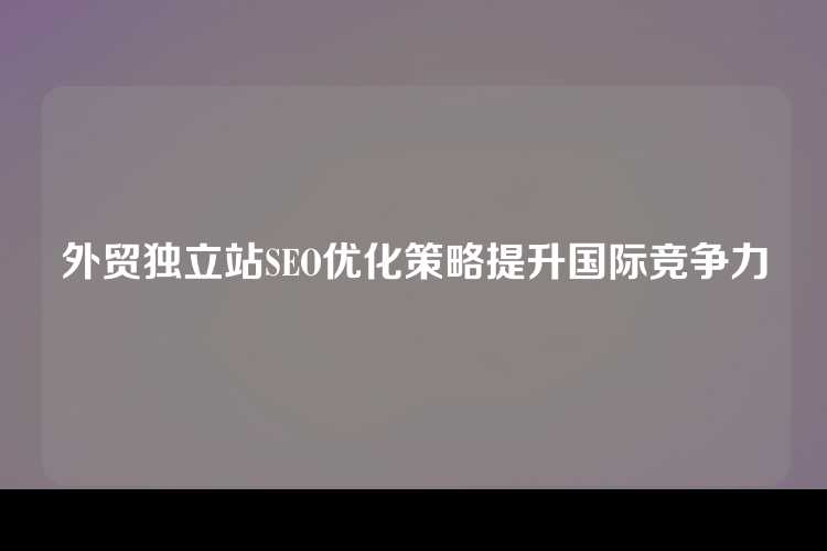 外贸独立站SEO优化策略提升国际竞争力