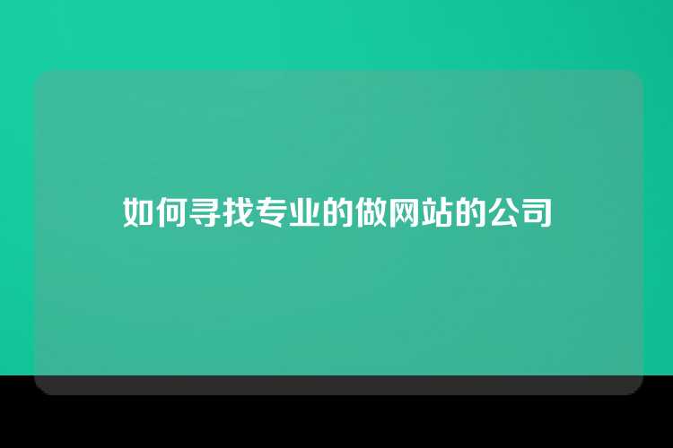 如何寻找专业的做网站的公司