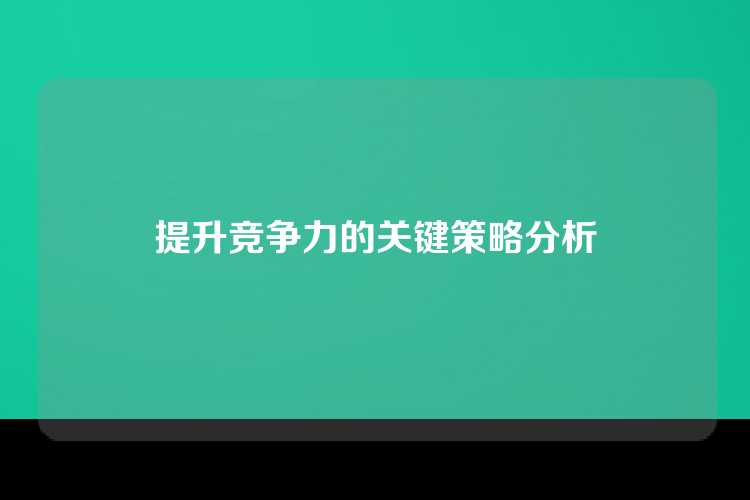 提升竞争力的关键策略分析
