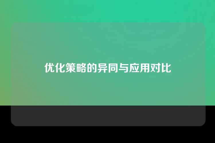 优化策略的异同与应用对比