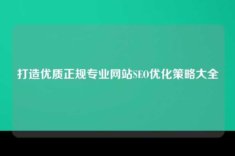 打造优质正规专业网站SEO优化策略大全