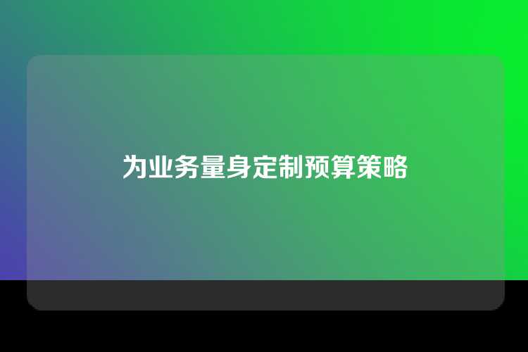 为业务量身定制预算策略