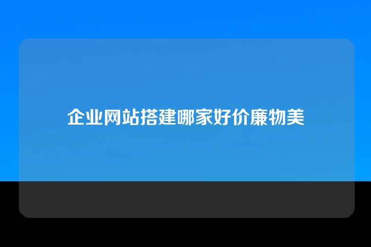企业网站搭建哪家好价廉物美
