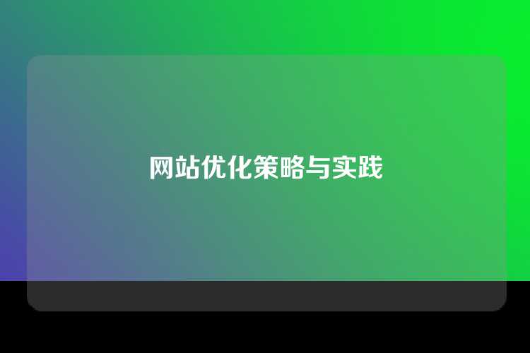 网站优化策略与实践